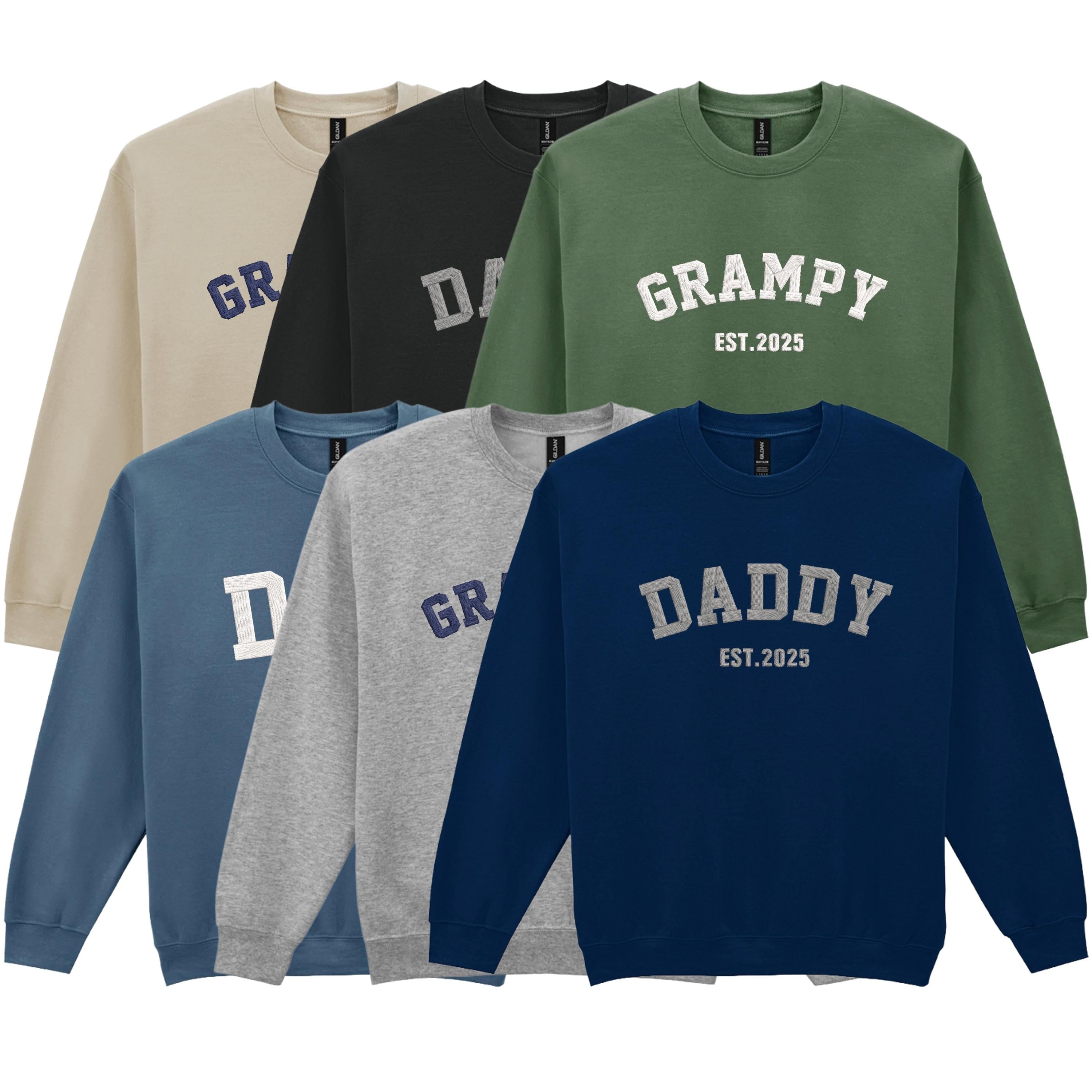 Embroidered Personalised Adults Sweatshirt Custom Name Est. Year New Dad Grandpa Gift