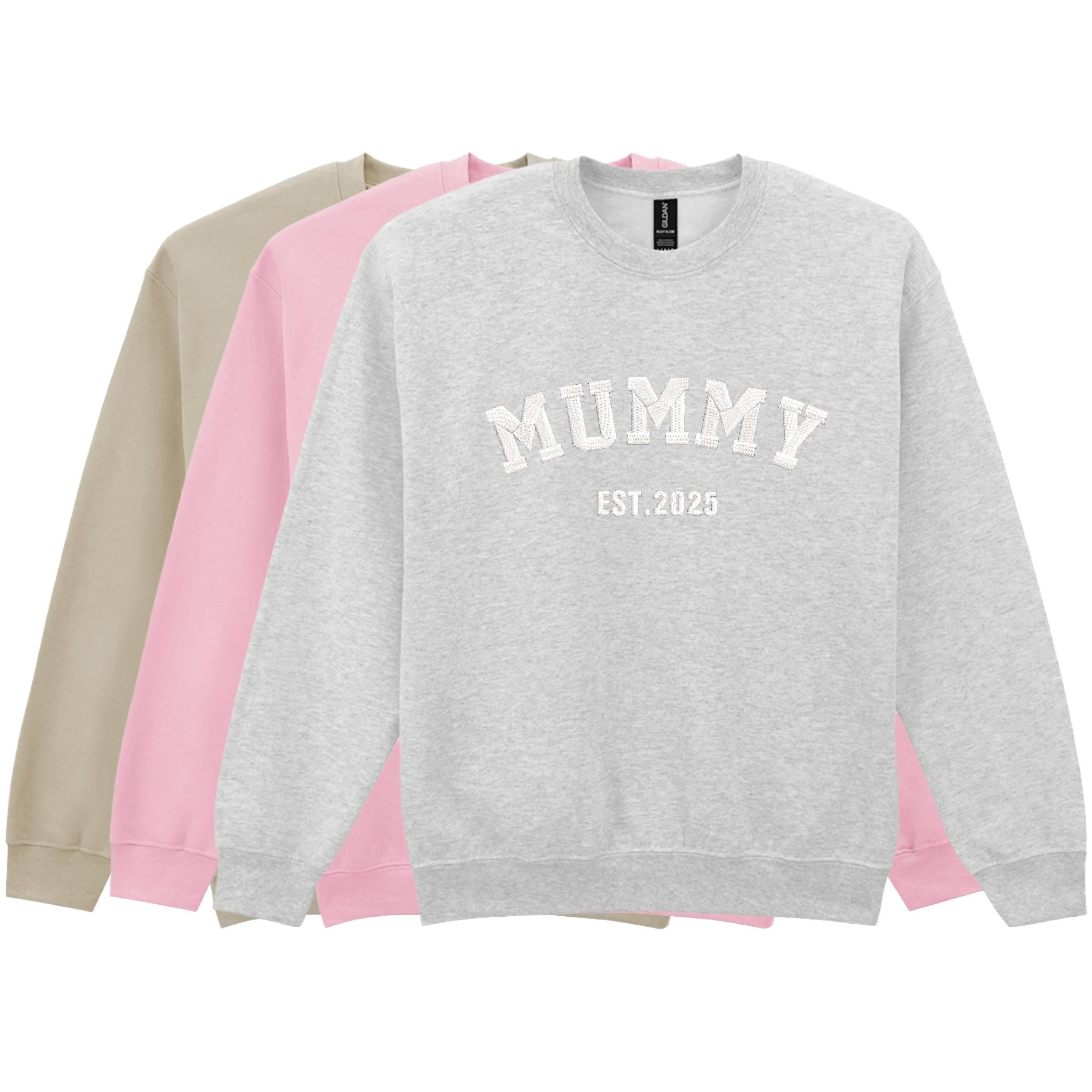 Embroidered Personalised Adults Sweatshirt Custom Name Est. Year New Mum Mummy Gift