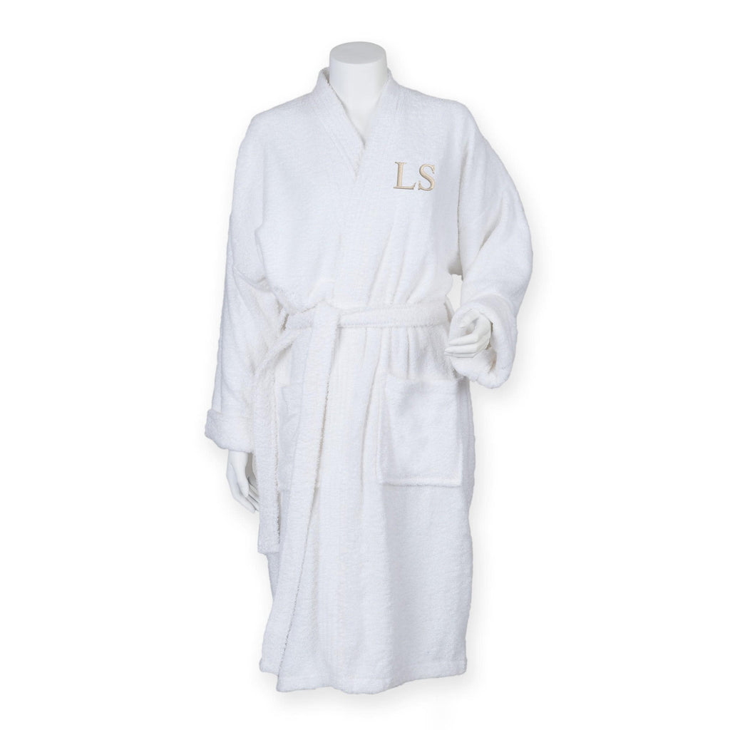Embroidered Personalised Initials Terry Towelling Robe Custom Text Name Monogram Unisex Spa Dressing Gown