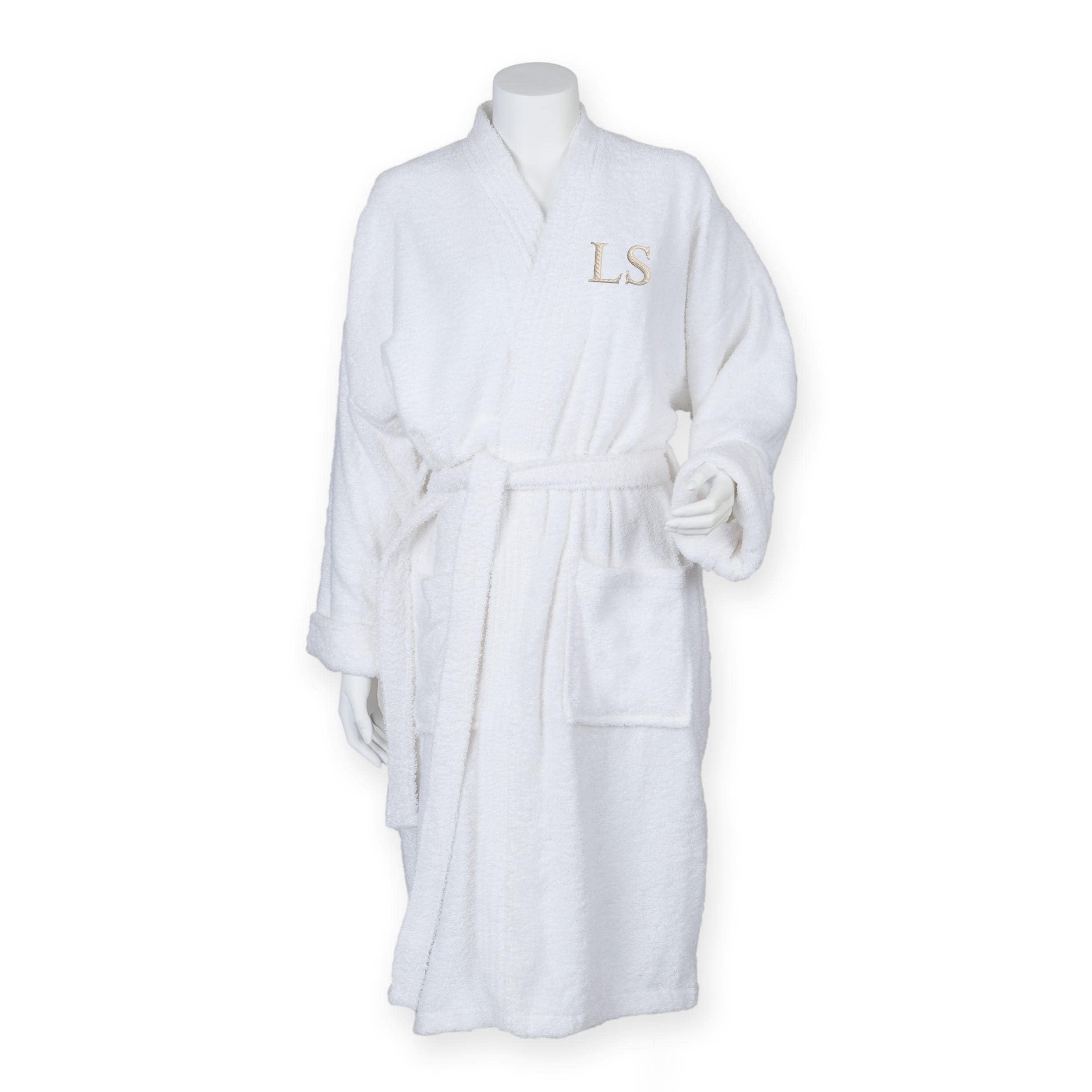 Embroidered Personalised Initials Terry Towelling Robe Custom Text Name Monogram Unisex Spa Dressing Gown