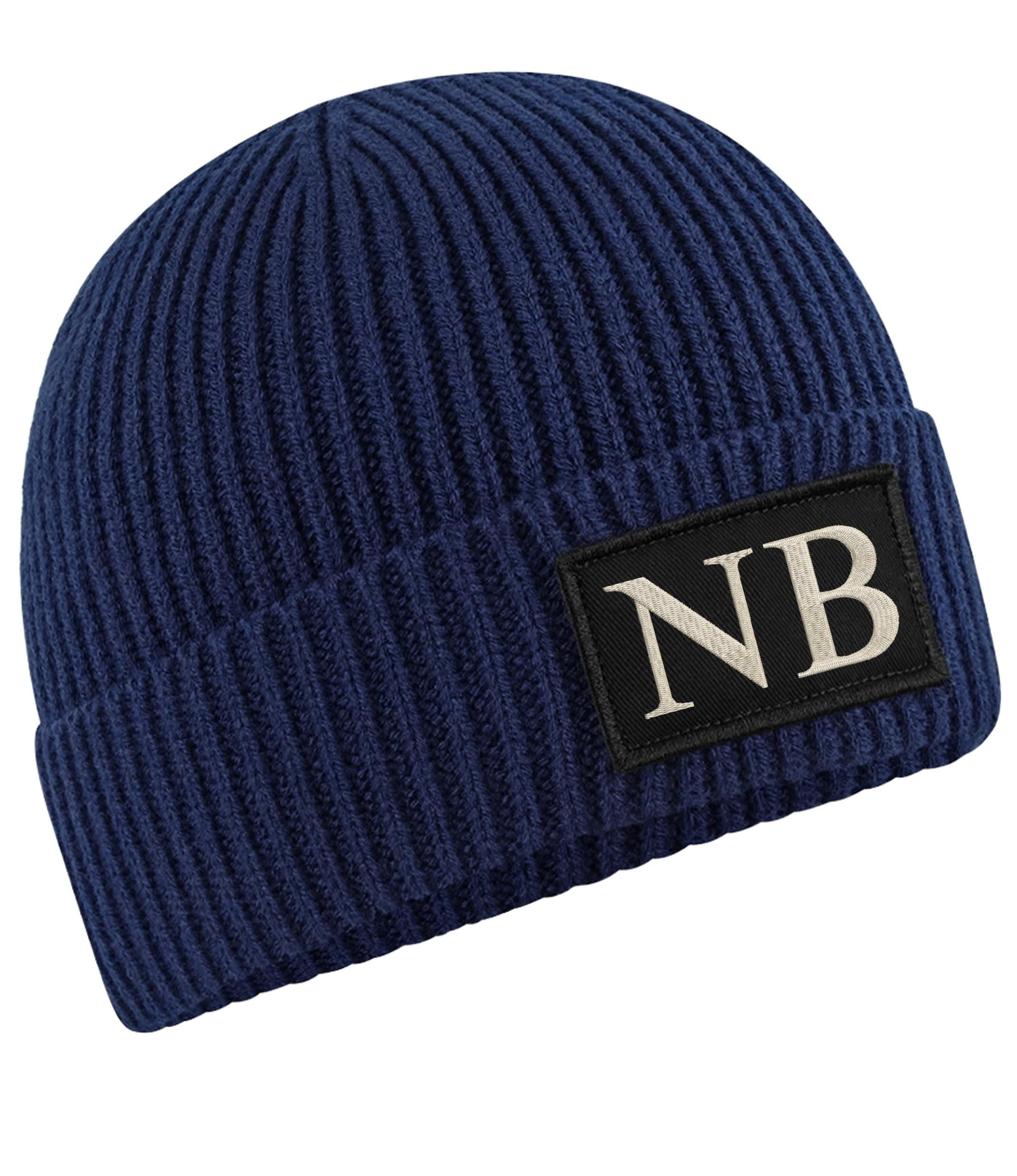 Embroidered Personalised Initials Beanie Custom Monogram Patch Adults Knitted Winter Hat