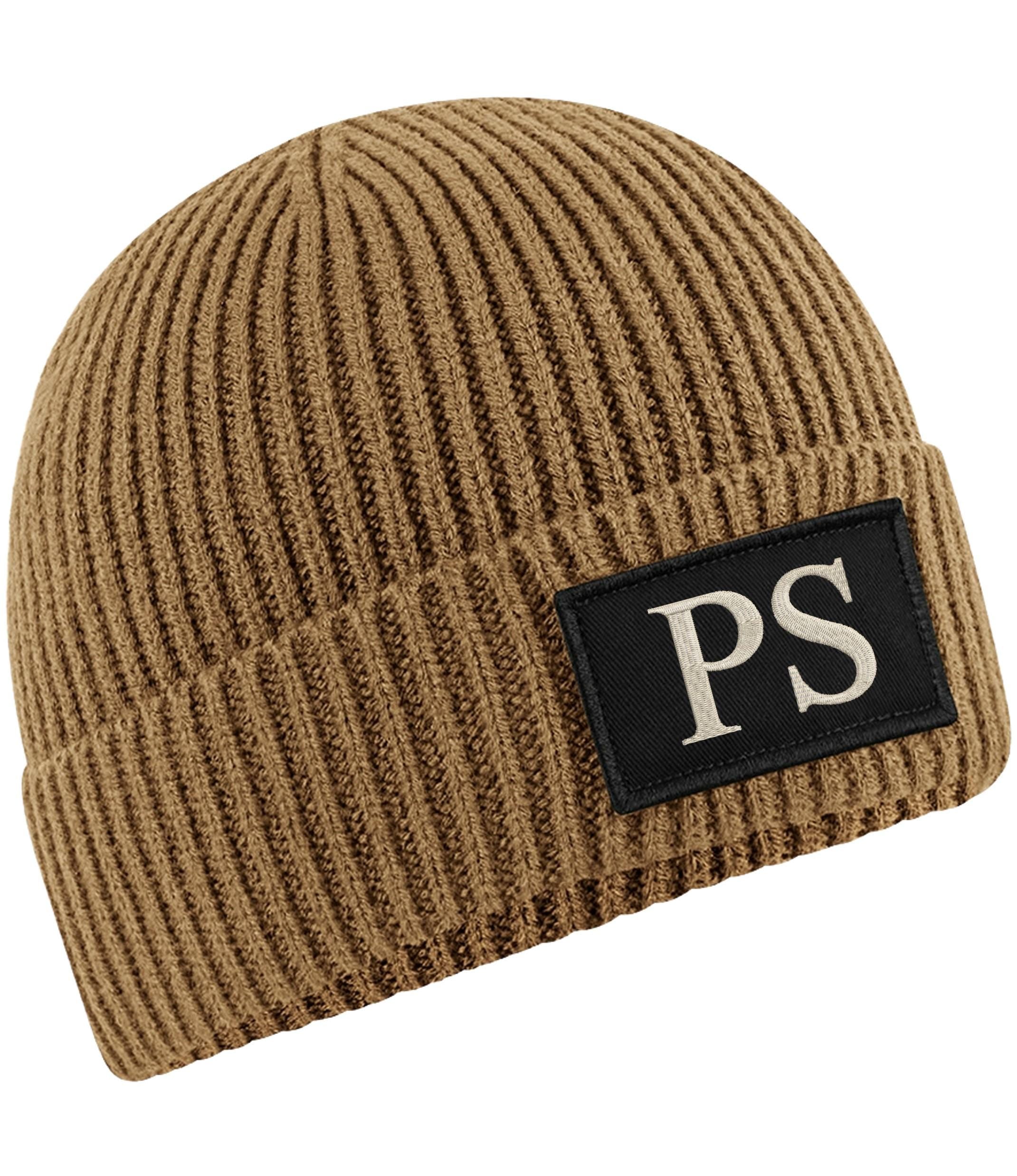 Embroidered Personalised Initials Beanie Custom Monogram Patch Adults Knitted Winter Hat