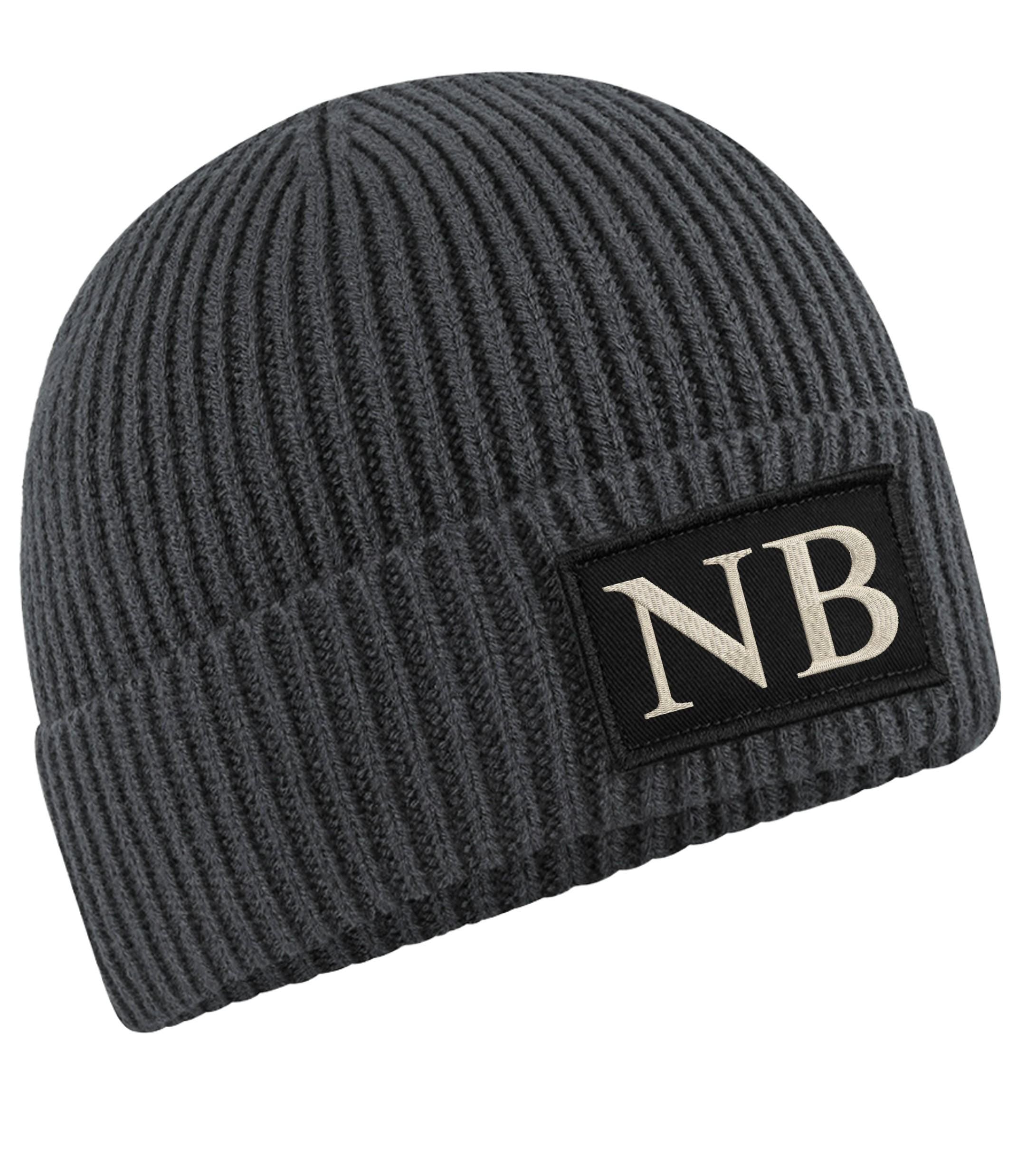 Embroidered Personalised Initials Beanie Custom Monogram Patch Adults Knitted Winter Hat