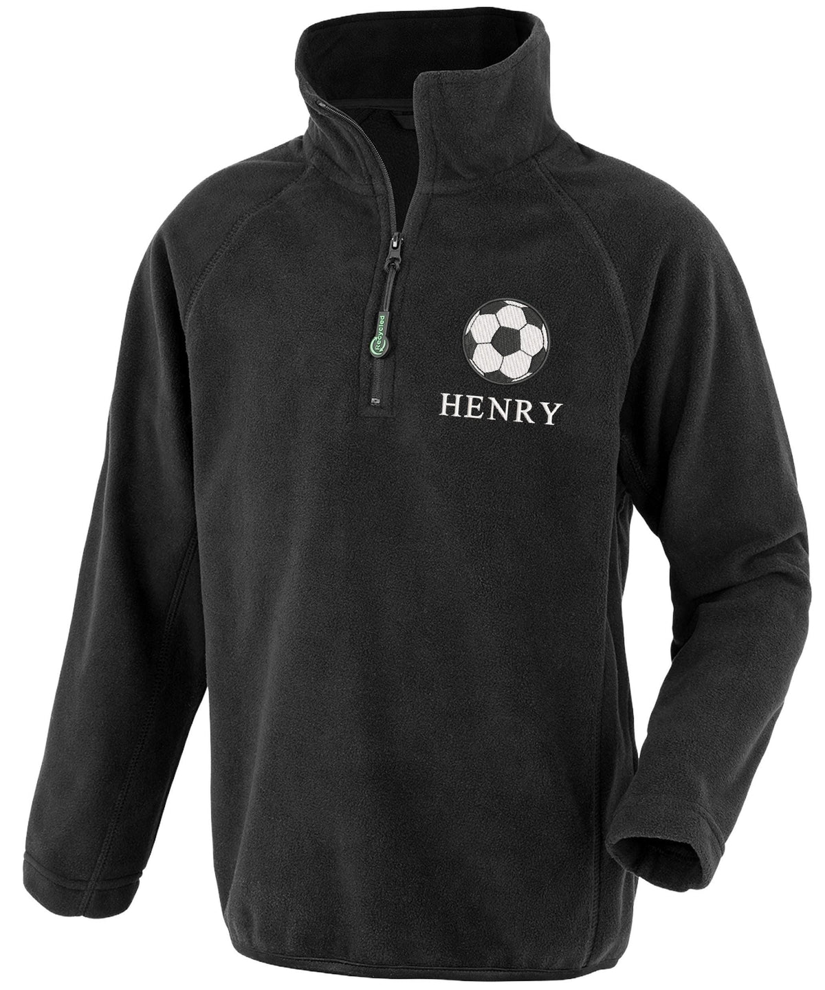 Embroidered Football Personalised Name Boys Recycled Fleece Top Kids Jacket Custom Text School Coat