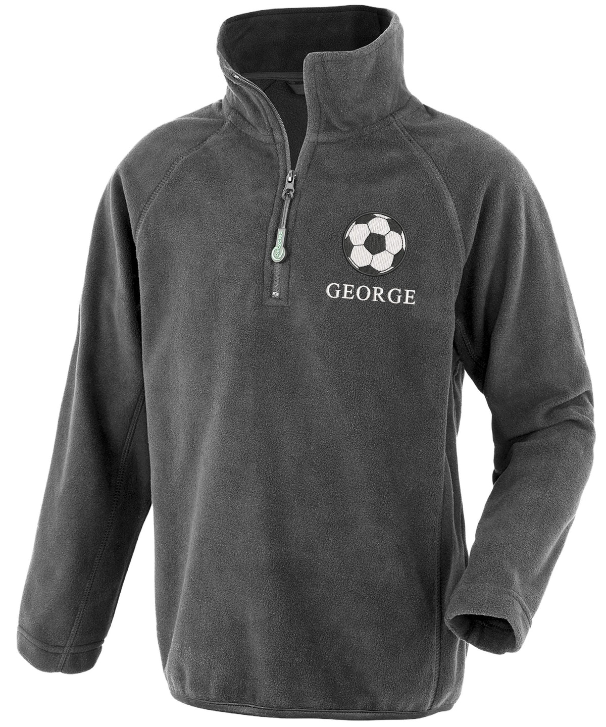 Embroidered Football Personalised Name Boys Recycled Fleece Top Kids Jacket Custom Text School Coat