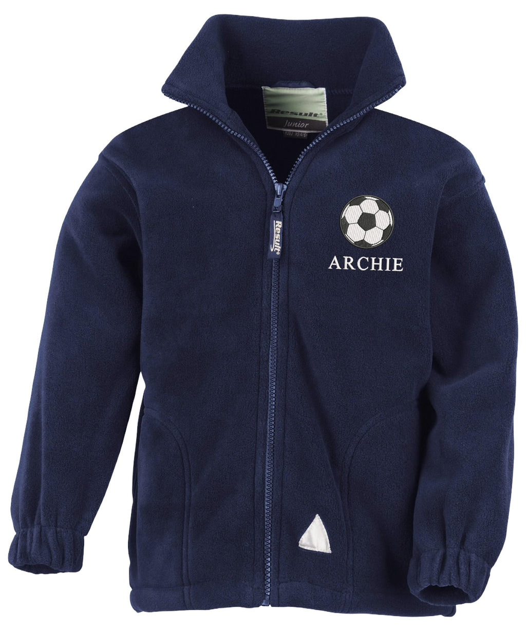 Embroidered Football Personalised Name Boys Fleece Jacket Kids Custom Text Coat