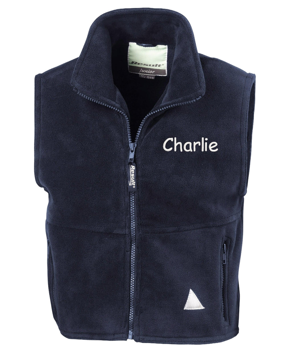 Embroidered Personalised Name Kids Fleece Bodywarmer Childrens Jacket Custom Text School Coat