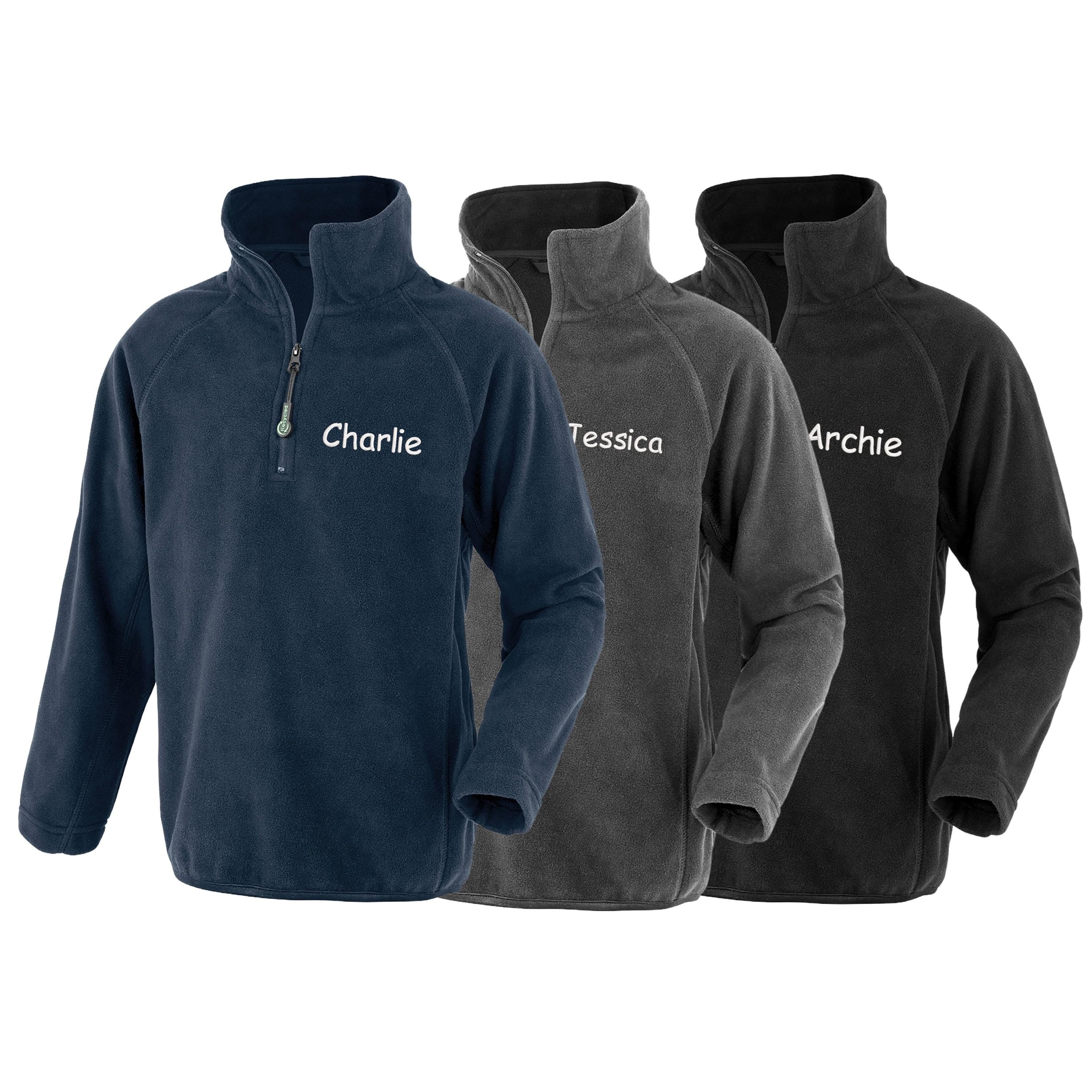 Embroidered Personalised Name Kids Recycled Fleece Top Childrens Jacket Custom Text School Coat