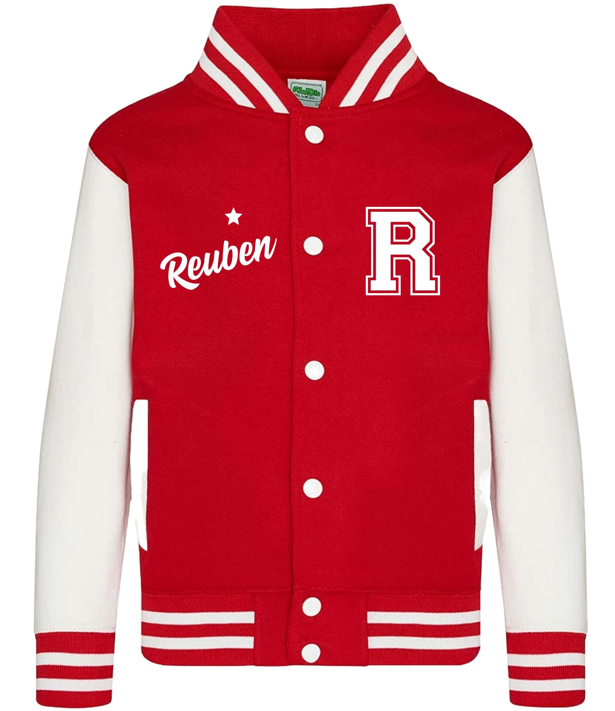 Personalised Name Initials Kids Varsity Jacket Childrens Custom Letterman College Baseball