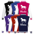 Kids Personalised Name Horse Riding Varsity Jacket Girls Custom Pony Rider Club