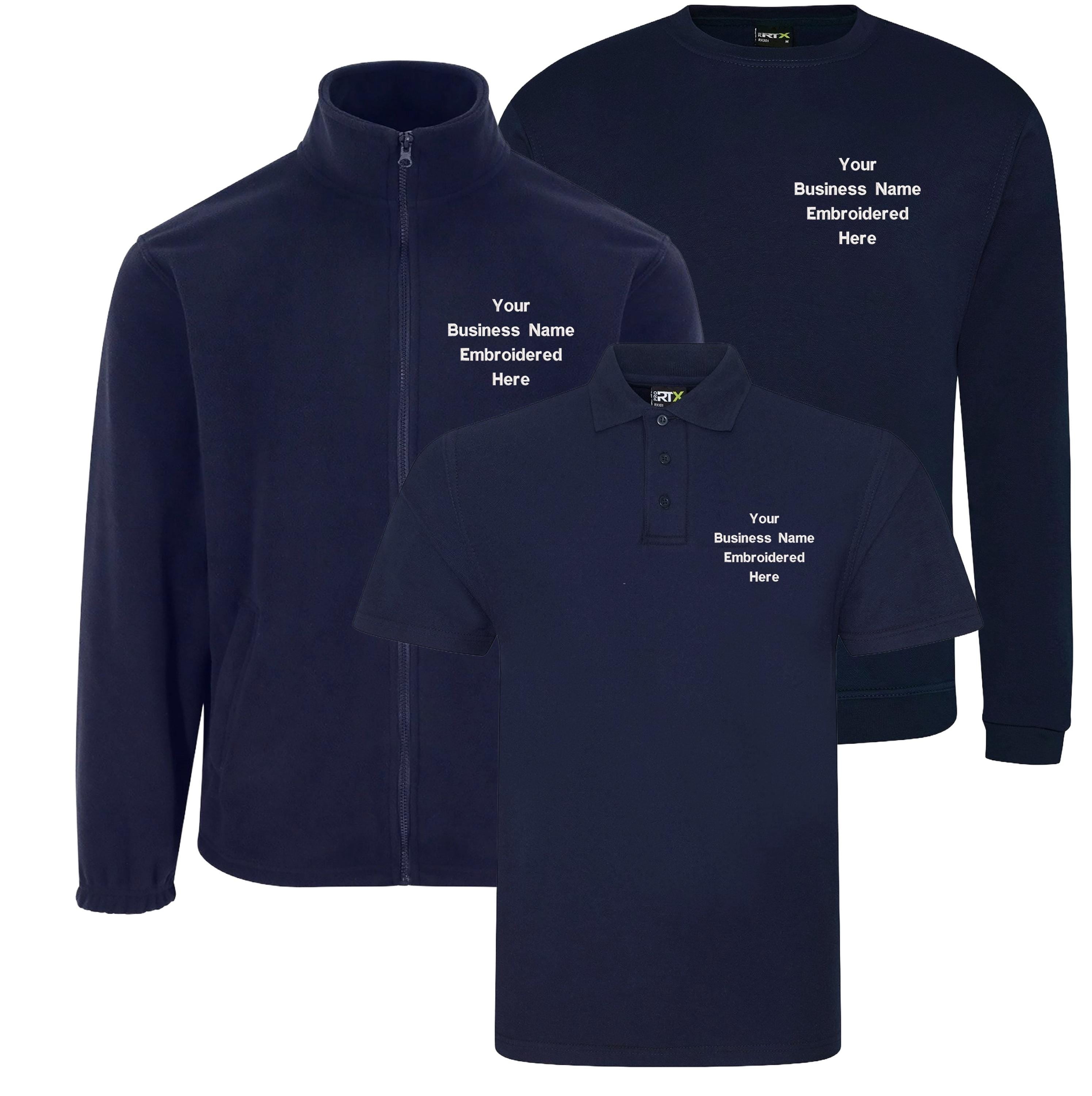 Embroidered Personalised Business Name Polo Sweatshirt Fleece Custom Text Company Workwear