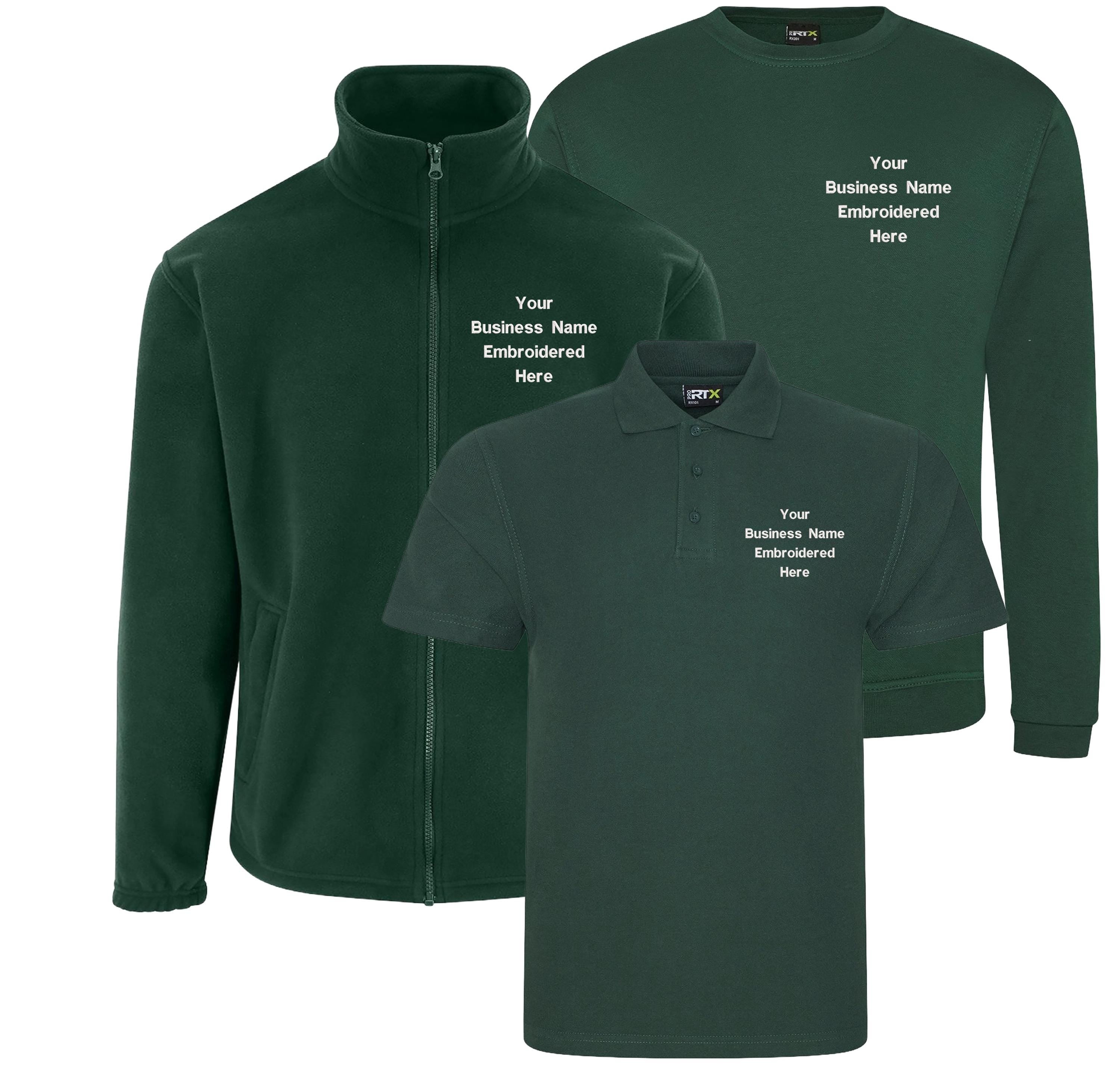 Embroidered Personalised Business Name Polo Sweatshirt Fleece Custom Text Company Workwear