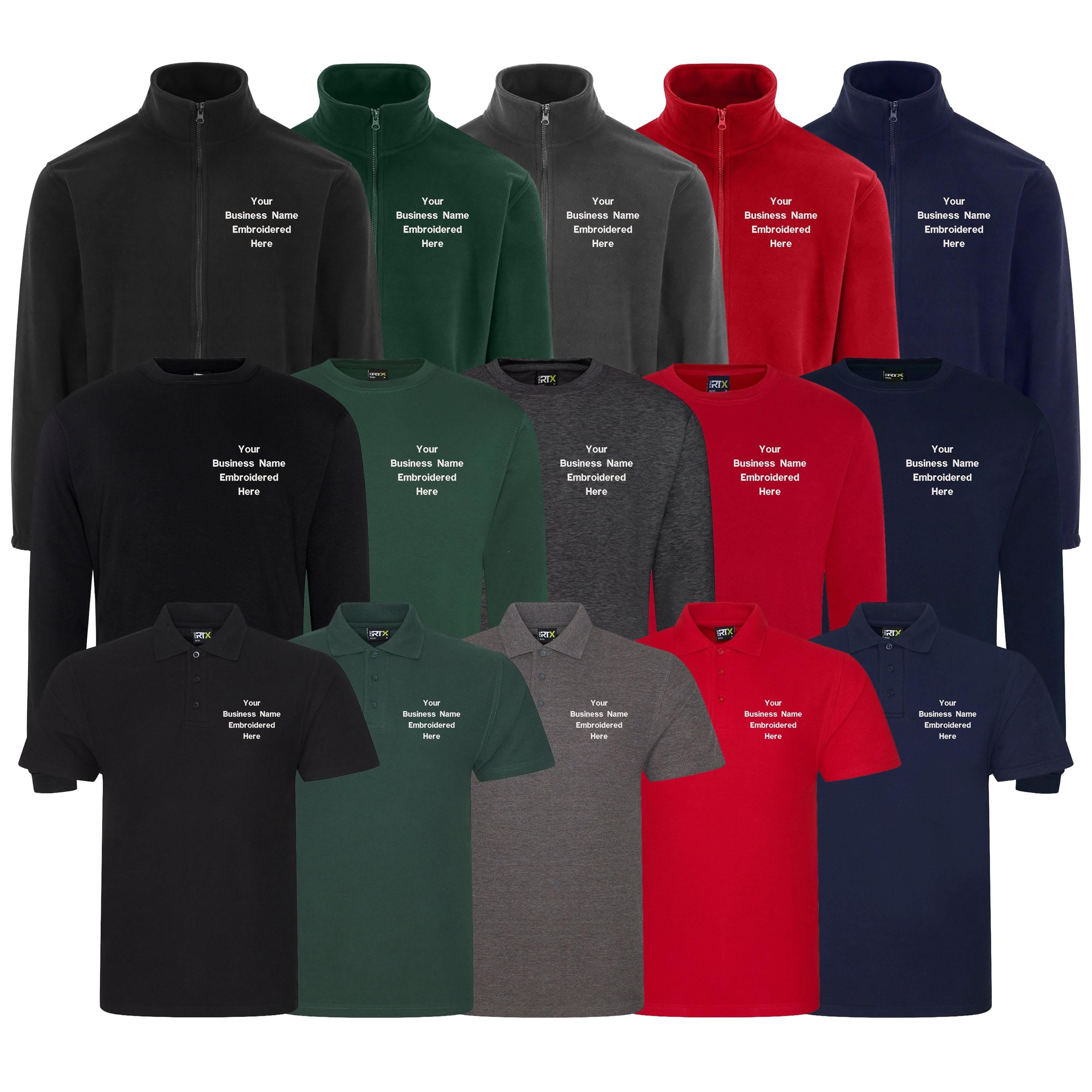 Embroidered Personalised Business Name Polo Sweatshirt Fleece Custom Text Company Workwear