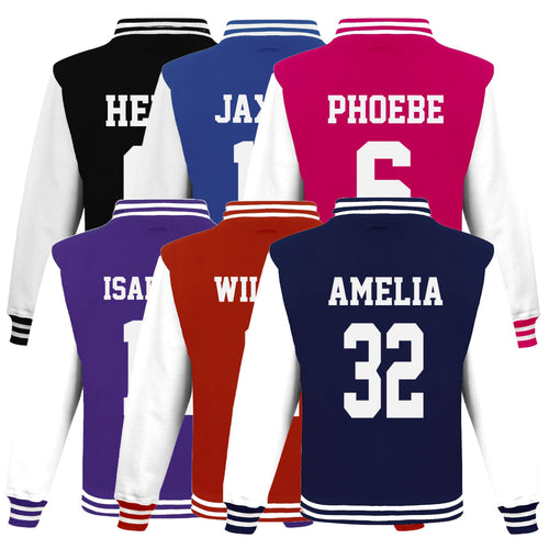 Adults Personalised Football Team Name & Number Varsity Jacket Baseball Club College Letterman