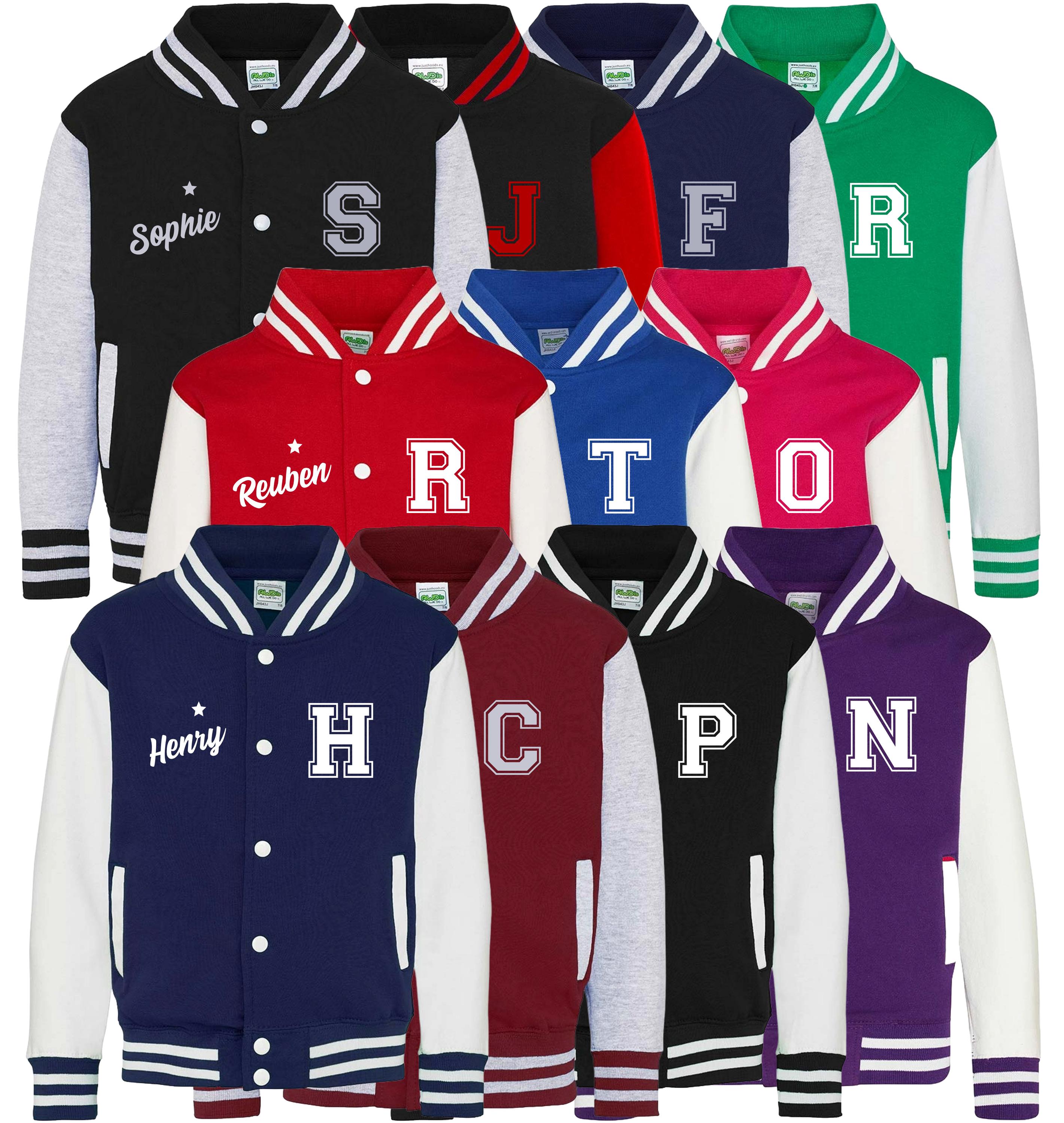 Personalised Name Initials Adults Varsity Jacket Custom Letterman College Baseball