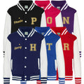 Personalised Name Initials Adults Varsity Jacket Gold Glitter Custom Letterman College Baseball