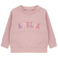 Embroidered Personalised Pink Varsity Name Sustainable Sweatshirts Girls Baby Toddler Custom Jumper Gift