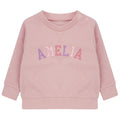Embroidered Personalised Pink Varsity Name Sustainable Sweatshirts Girls Baby Toddler Custom Jumper Gift