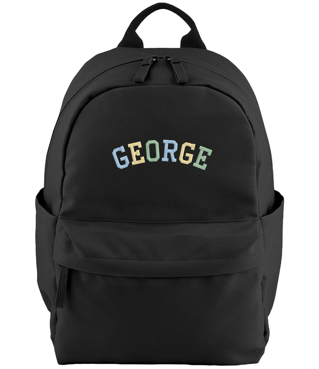 Embroidered Kids Personalised Varsity Name Small Backpack Custom Text School Rucksack Nursery Bag