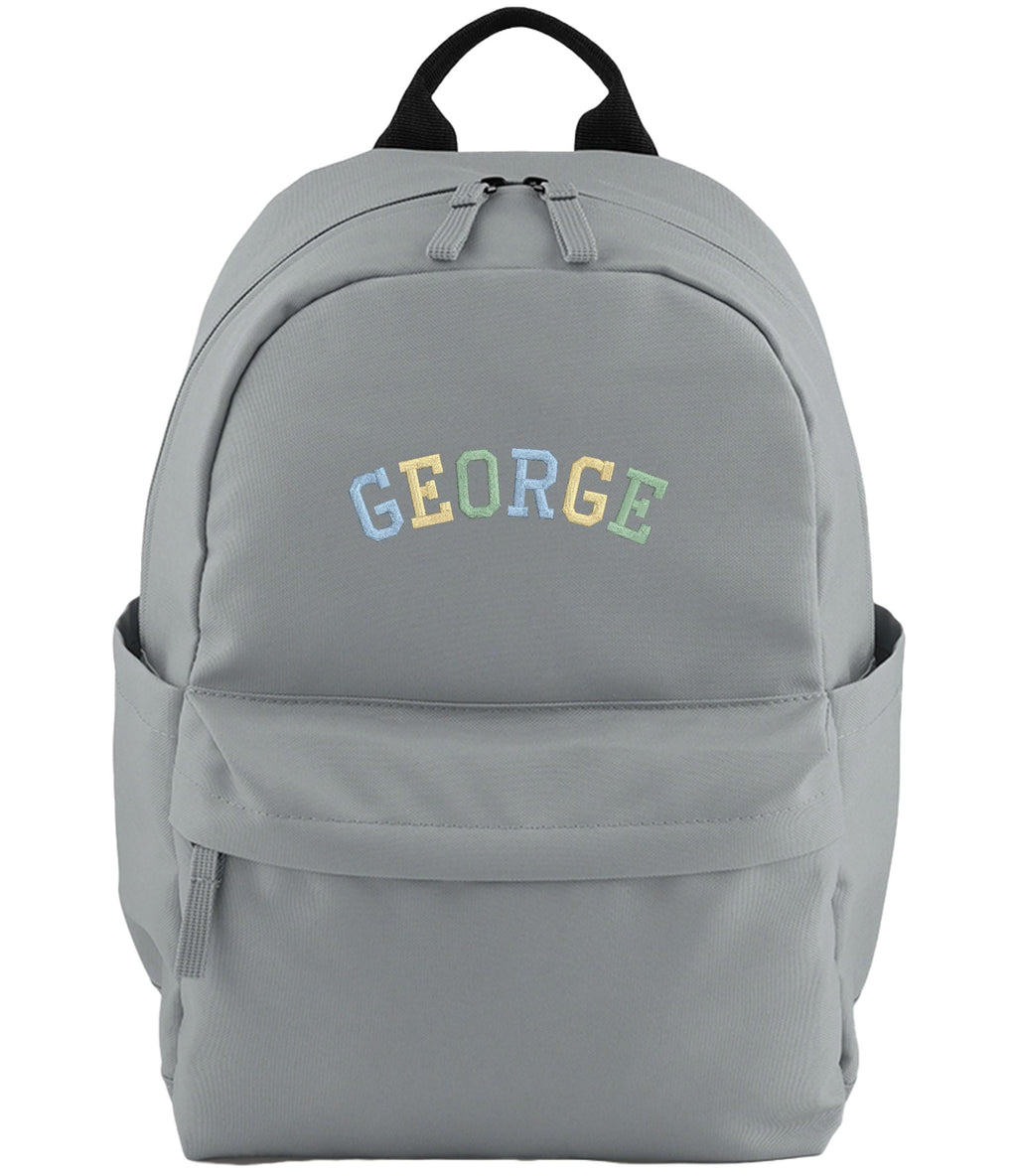 Embroidered Kids Personalised Varsity Name Small Backpack Custom Text School Rucksack Nursery Bag