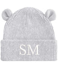 Embroidered Personalised Initials Baby & Toddler Organic Cotton Bear Beanie Custom Monogram Knitted Winter Hat