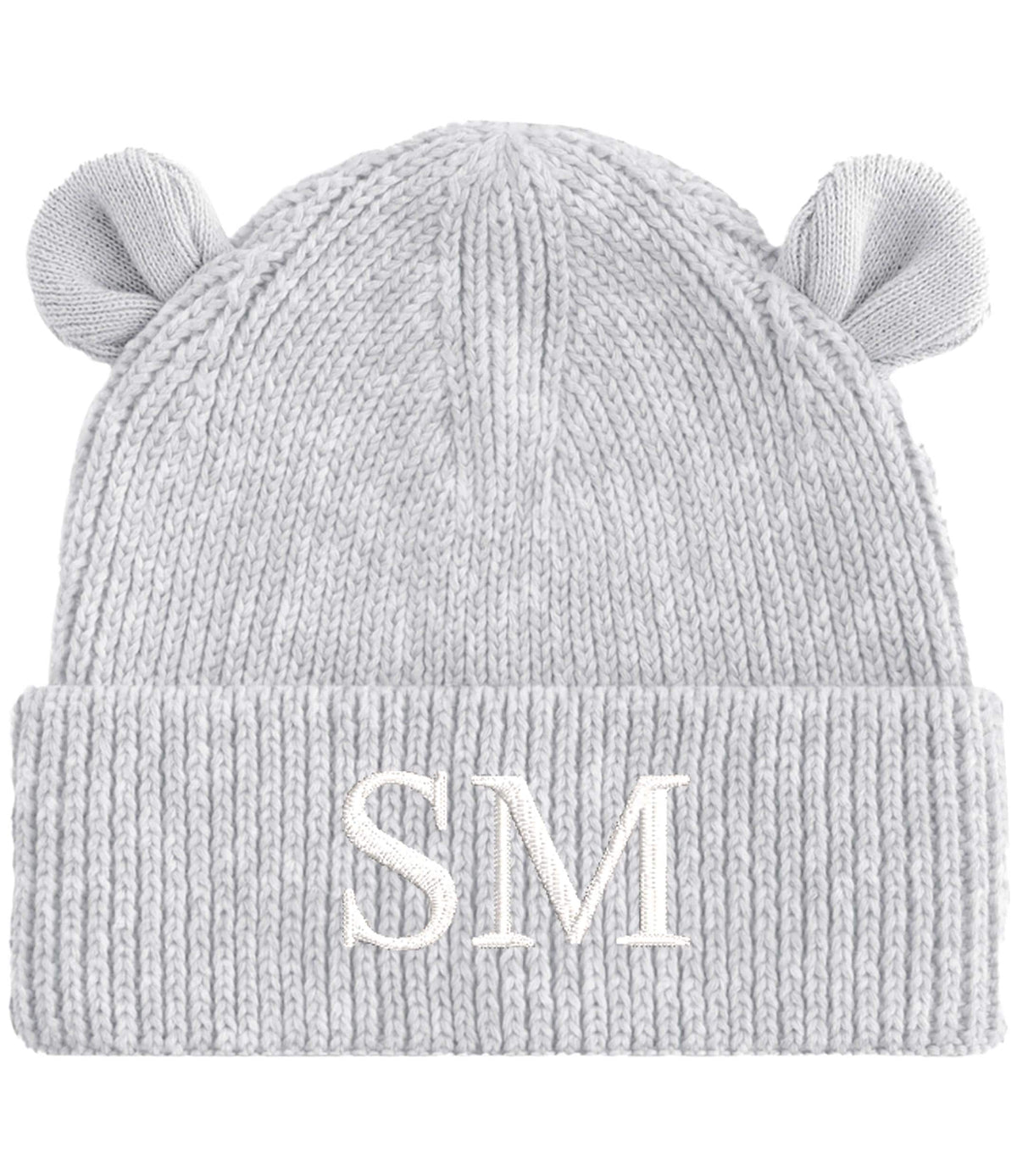 Embroidered Personalised Initials Baby & Toddler Organic Cotton Bear Beanie Custom Monogram Knitted Winter Hat