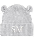 Embroidered Personalised Initials Baby & Toddler Organic Cotton Bear Beanie Custom Monogram Knitted Winter Hat