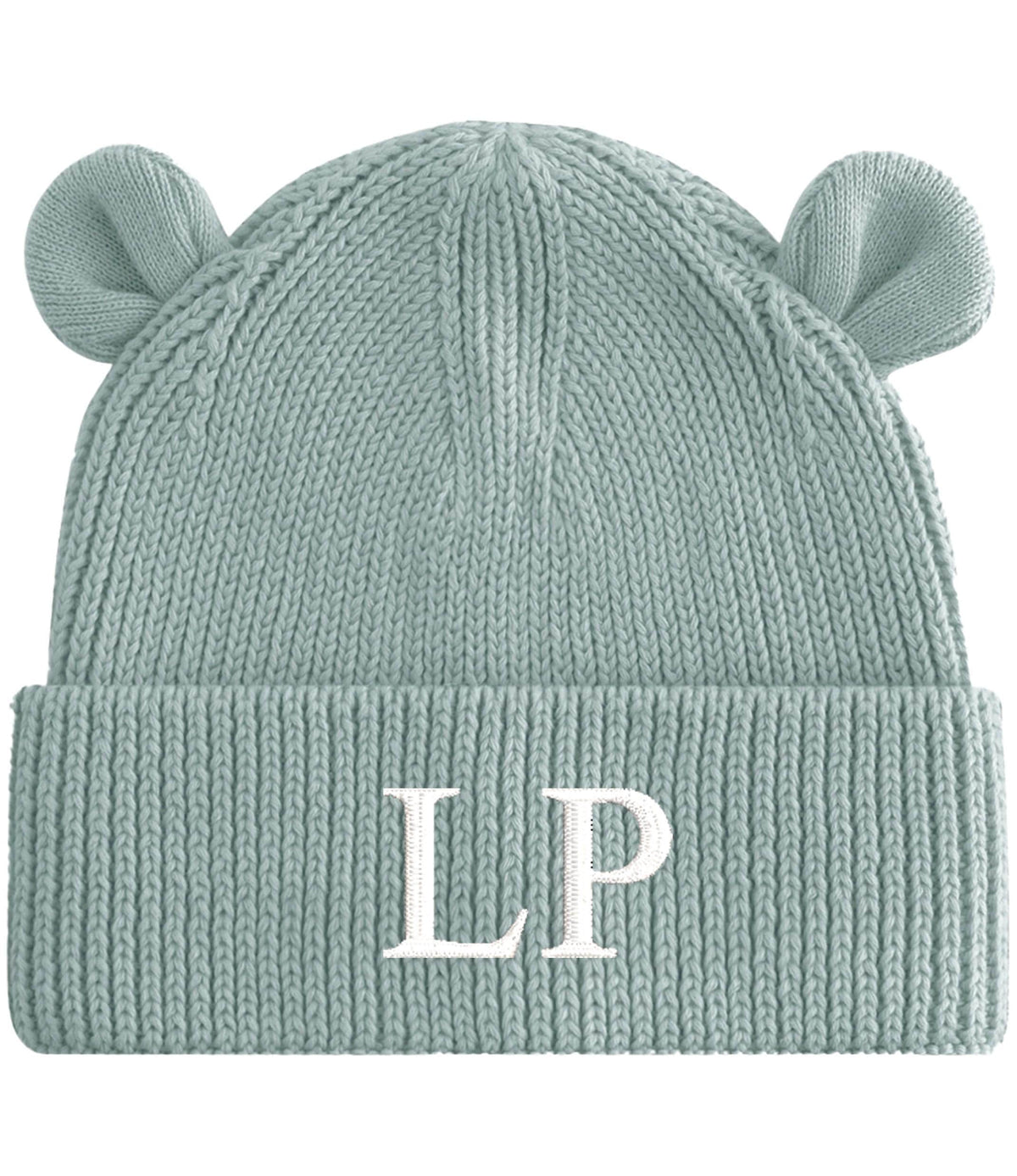 Embroidered Personalised Initials Baby & Toddler Organic Cotton Bear Beanie Custom Monogram Knitted Winter Hat