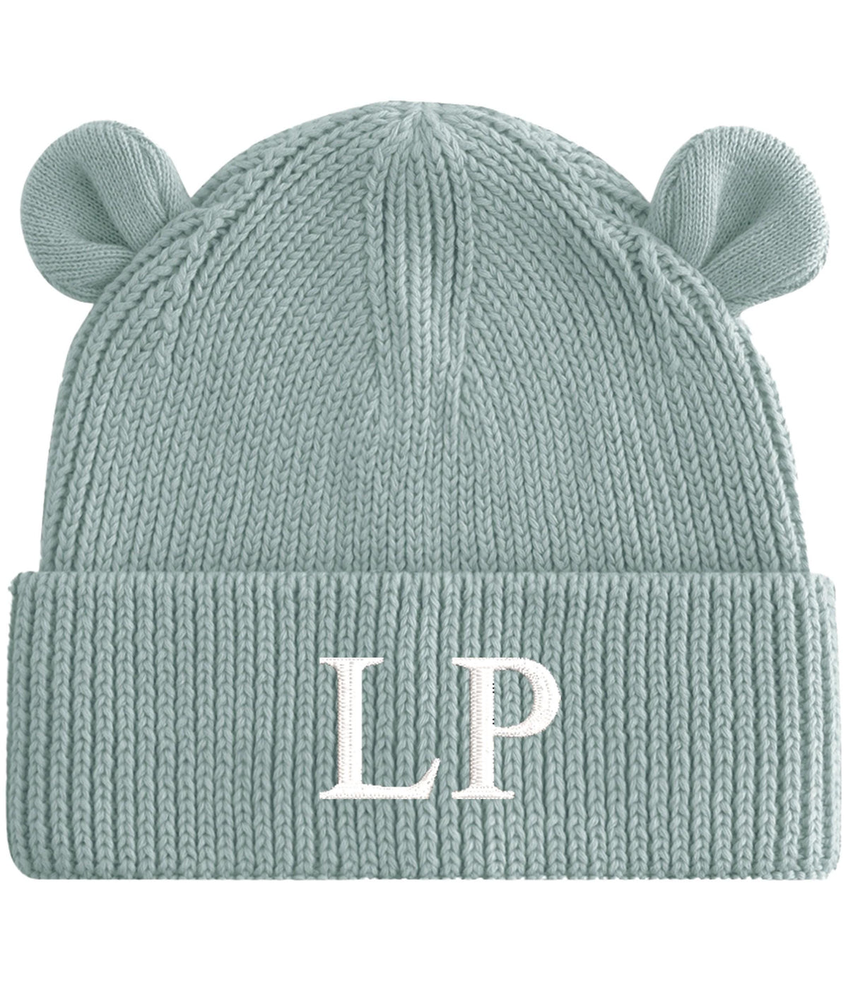 Embroidered Personalised Initials Baby & Toddler Organic Cotton Bear Beanie Custom Monogram Knitted Winter Hat