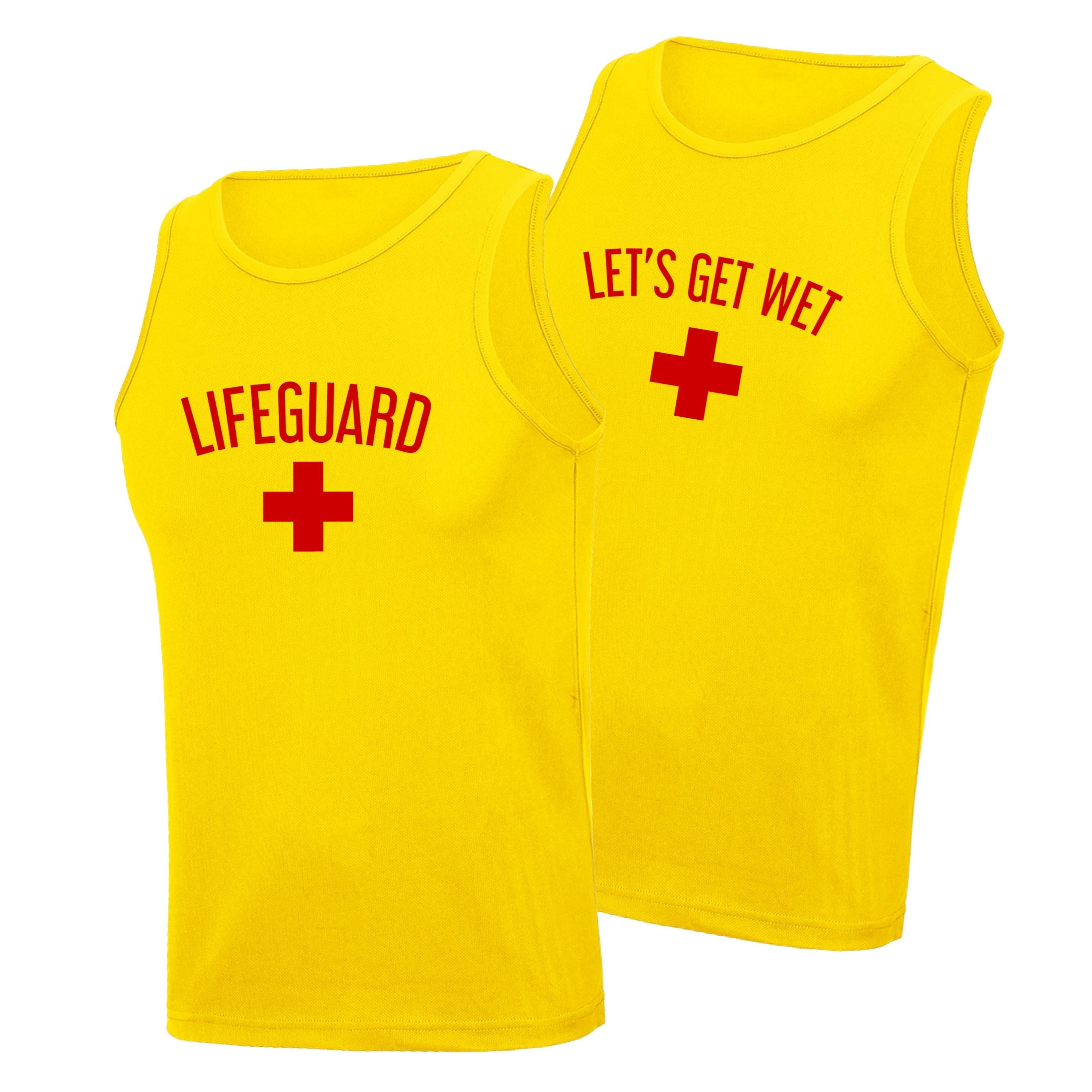 Lifeguard & Let's Get Wet Adults Unisex Vests Fancy Dress Beach Party Stag Do Top