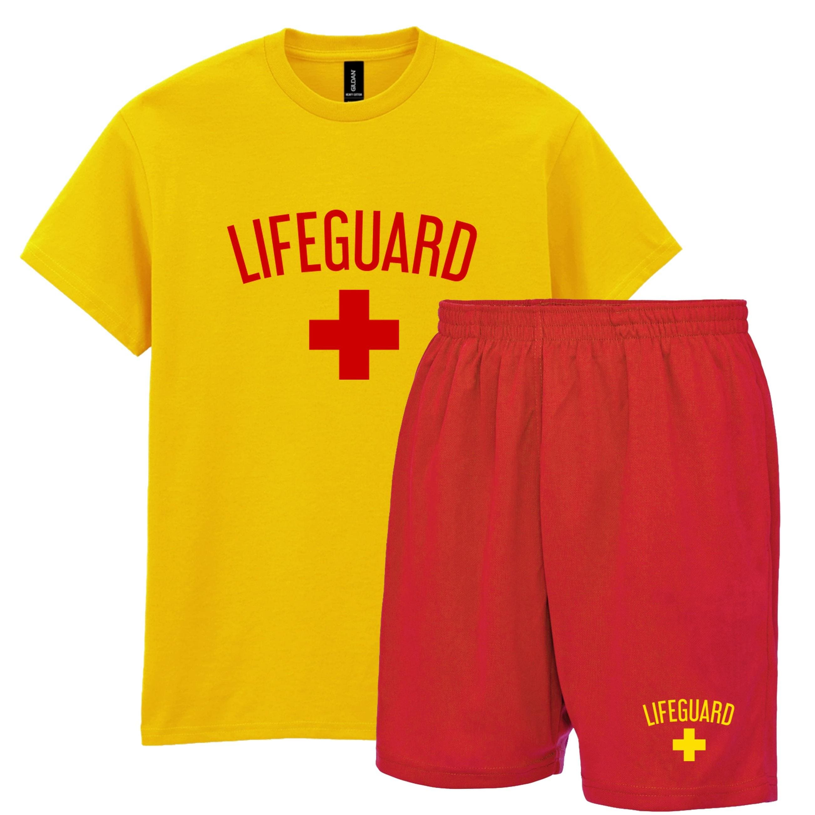 Lifeguard Adults Unisex T-Shirt & Shorts Fancy Dress Beach Party Stag Do Top