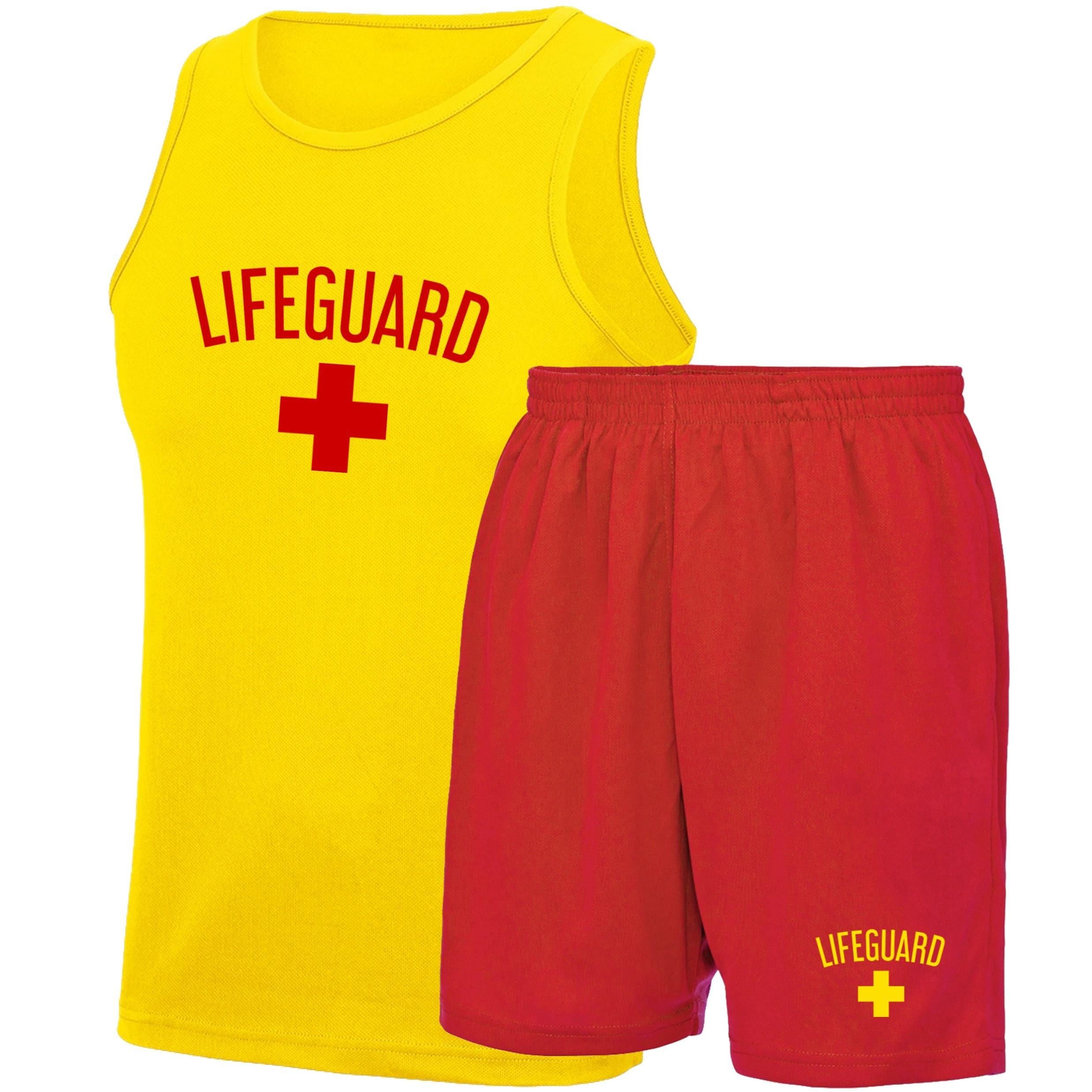 Lifeguard Adults Unisex Vest & Shorts Fancy Dress Beach Party Stag Do Top
