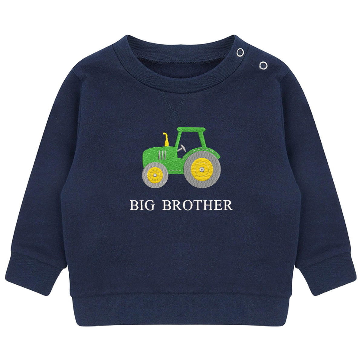 Embroidered Tractor Big & Little Brother Boys Sustainable Sweatshirts Navy Toddler Kids New Matching Siblings