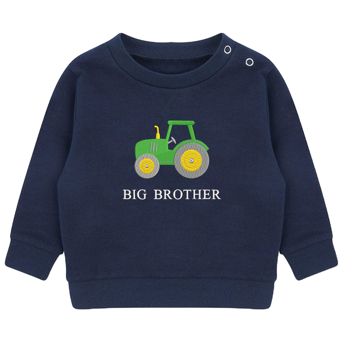 Embroidered Tractor Big & Little Brother Boys Sustainable Sweatshirts Navy Toddler Kids New Matching Siblings