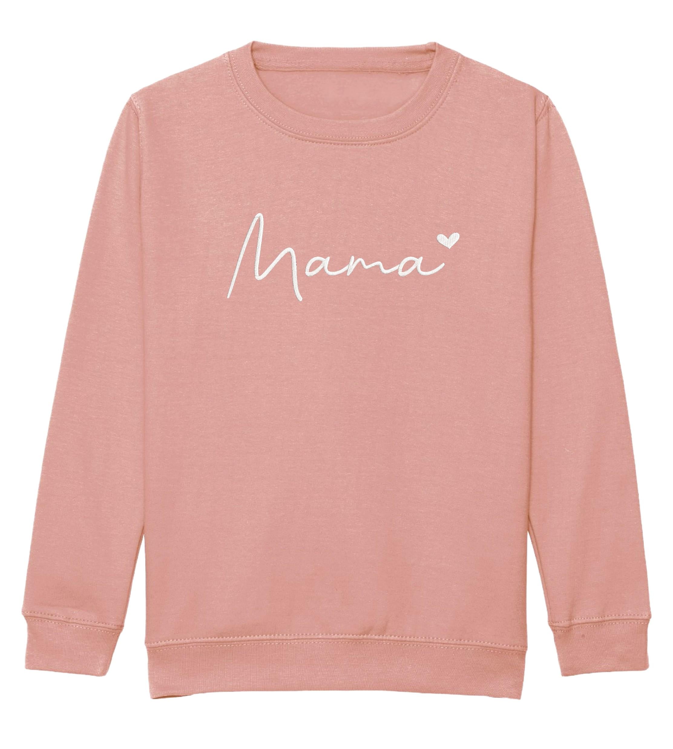 Embroidered Mama & Mini Sweatshirts Pink Matching Mummy Daughter Twinning Outfits