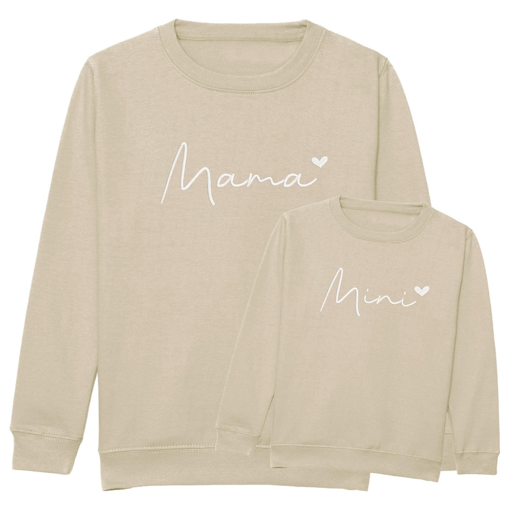Embroidered Mama & Mini Sweatshirts Sand Matching Mummy Daughter Twinning Outfits
