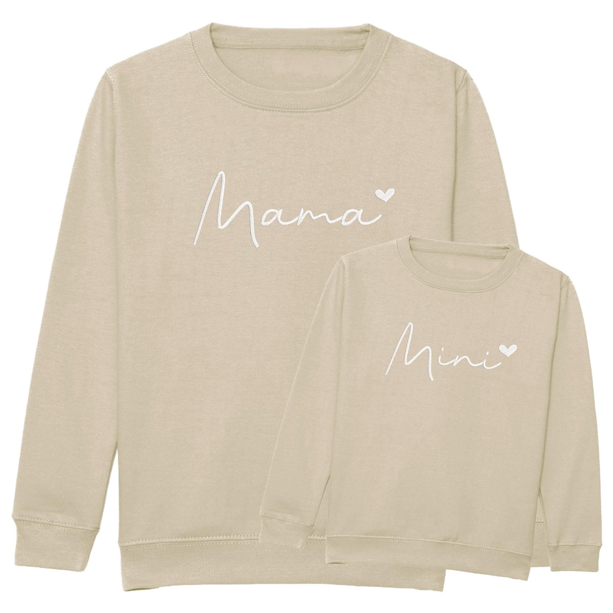 Embroidered Mama & Mini Sweatshirts Sand Matching Mummy Daughter Twinning Outfits