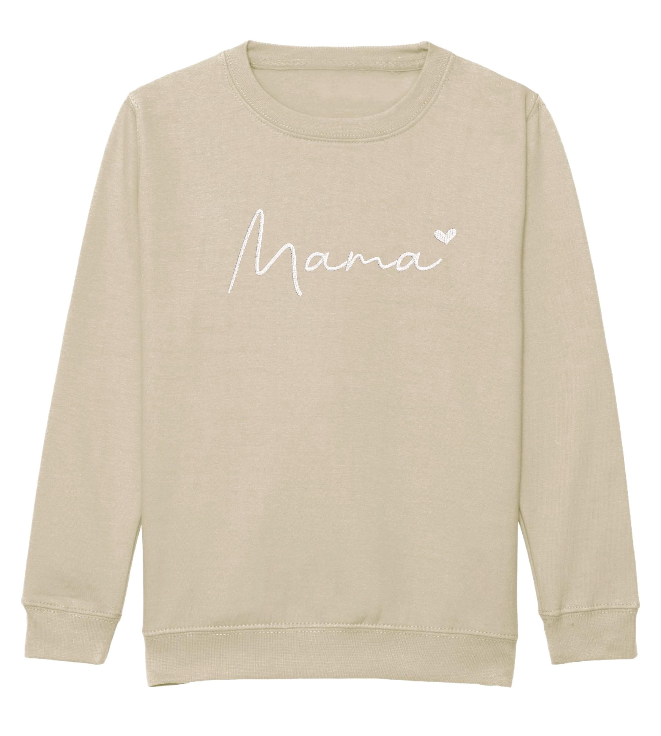 Embroidered Mama & Mini Sweatshirts Sand Matching Mummy Daughter Twinning Outfits