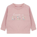 Embroidered Personalised Name Is One Floral Baby and Toddler Girls Pink Sustainable Sweatshirts 1st Birthday Party Outfit Gift