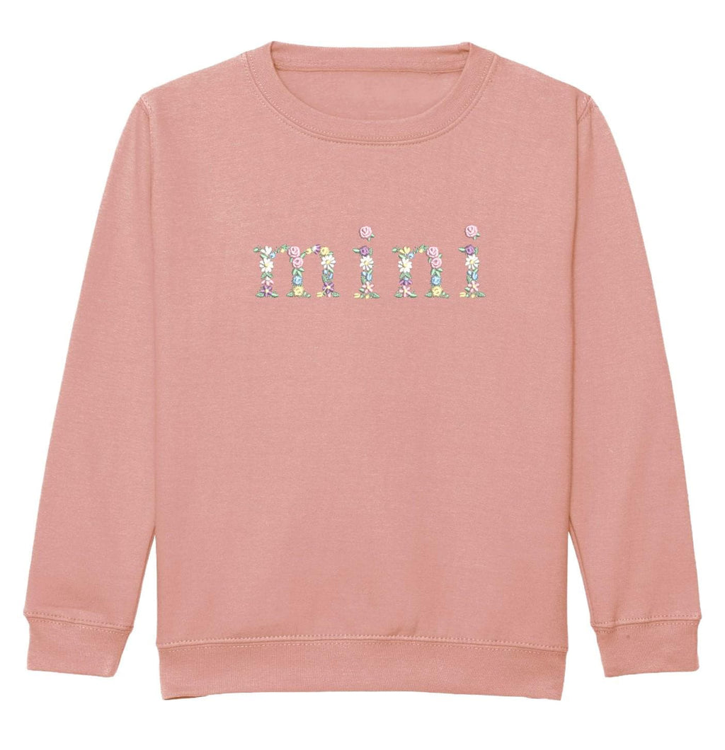 Embroidered Mama & Mini Floral Sweatshirts Pink Matching Mummy Daughter Twinning Outfits