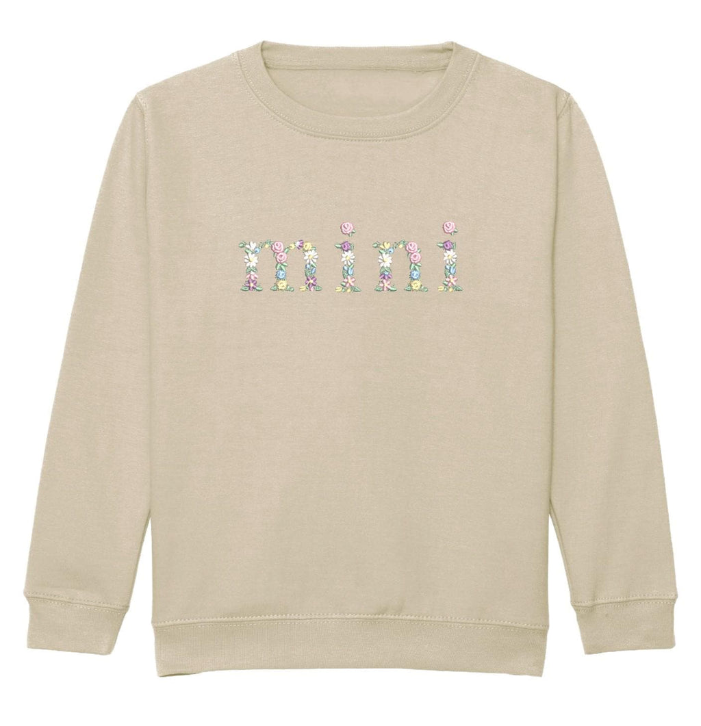 Embroidered Mama & Mini Floral Sweatshirts Sand Matching Mummy Daughter Twinning Outfits