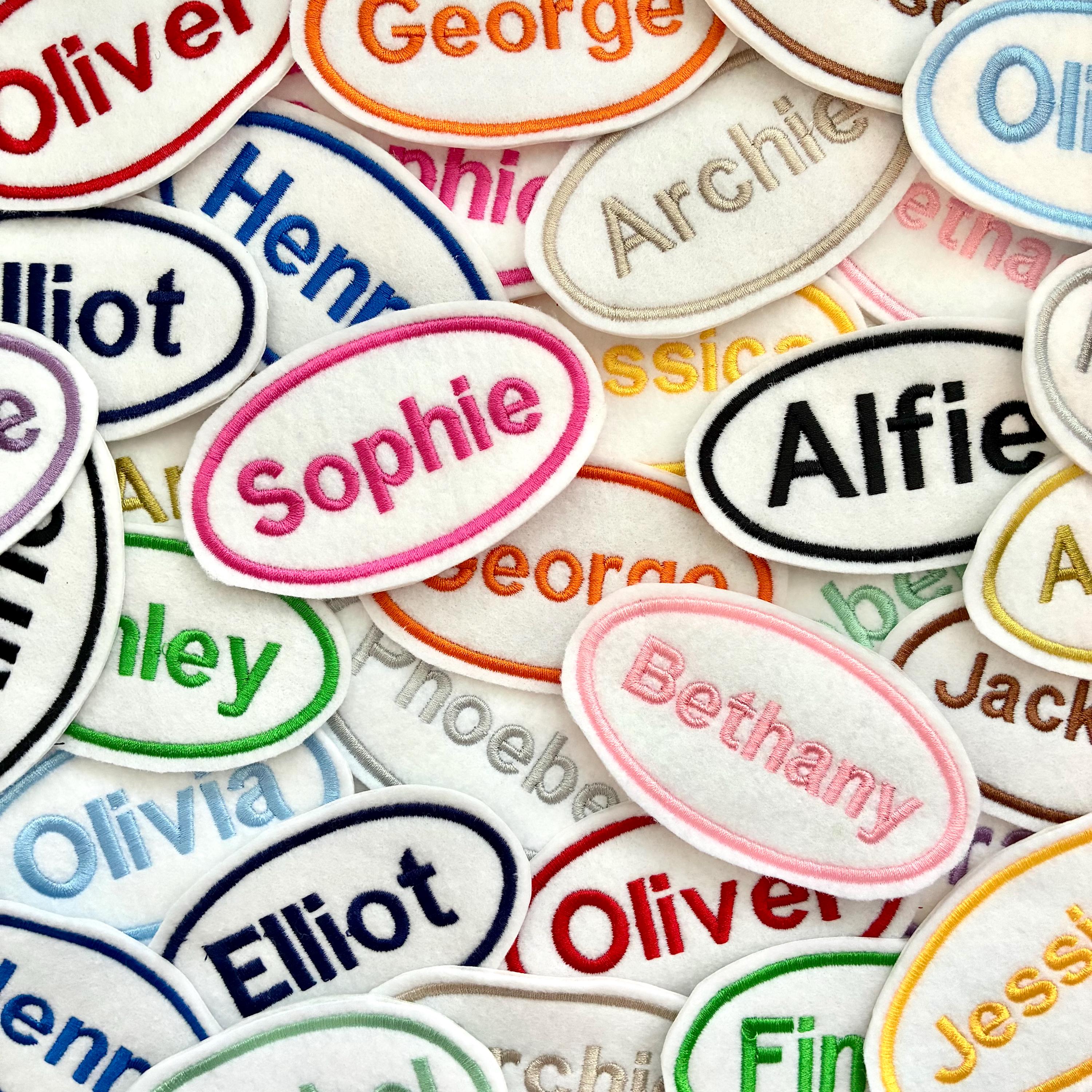 Personalised Embroidered Name Patch Iron On & Sew On Custom Text Badge (P4)