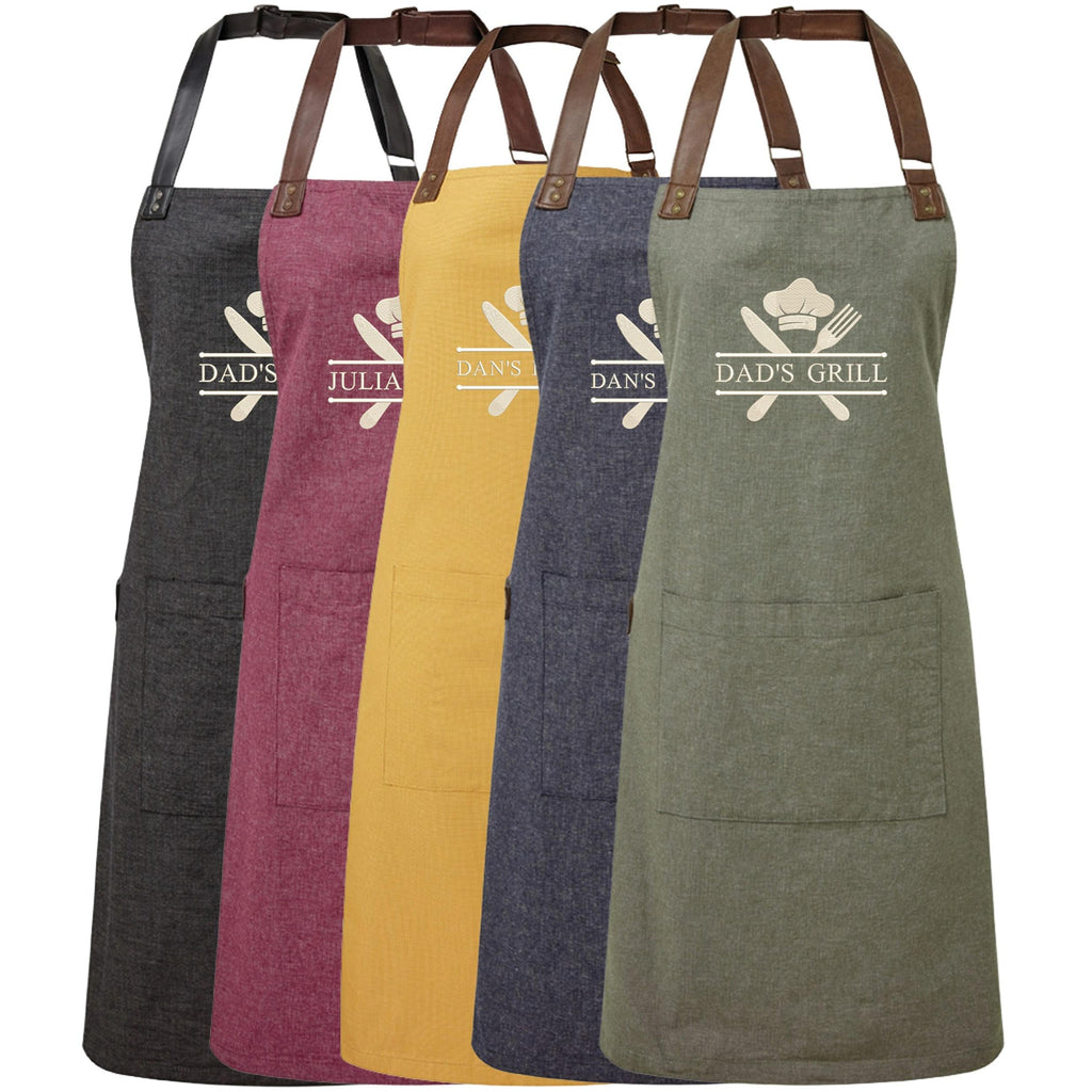 Embroidered Personalised Name Chef Apron Custom Text Kitchen Baking BBQ Gift