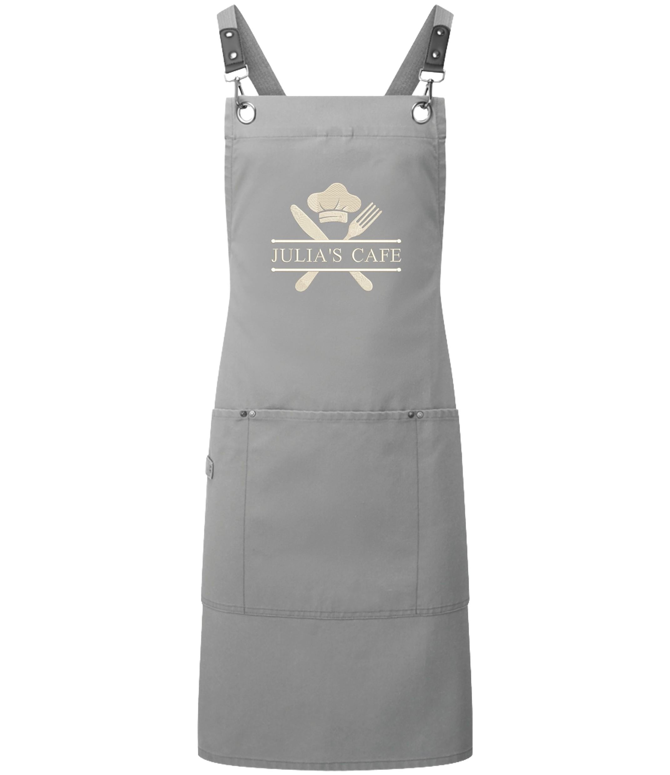 Embroidered Personalised Name Chef Apron Custom Text Kitchen Baking BBQ Gift