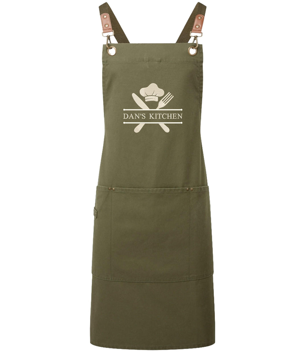 Embroidered Personalised Name Chef Apron Custom Text Kitchen Baking BBQ Gift