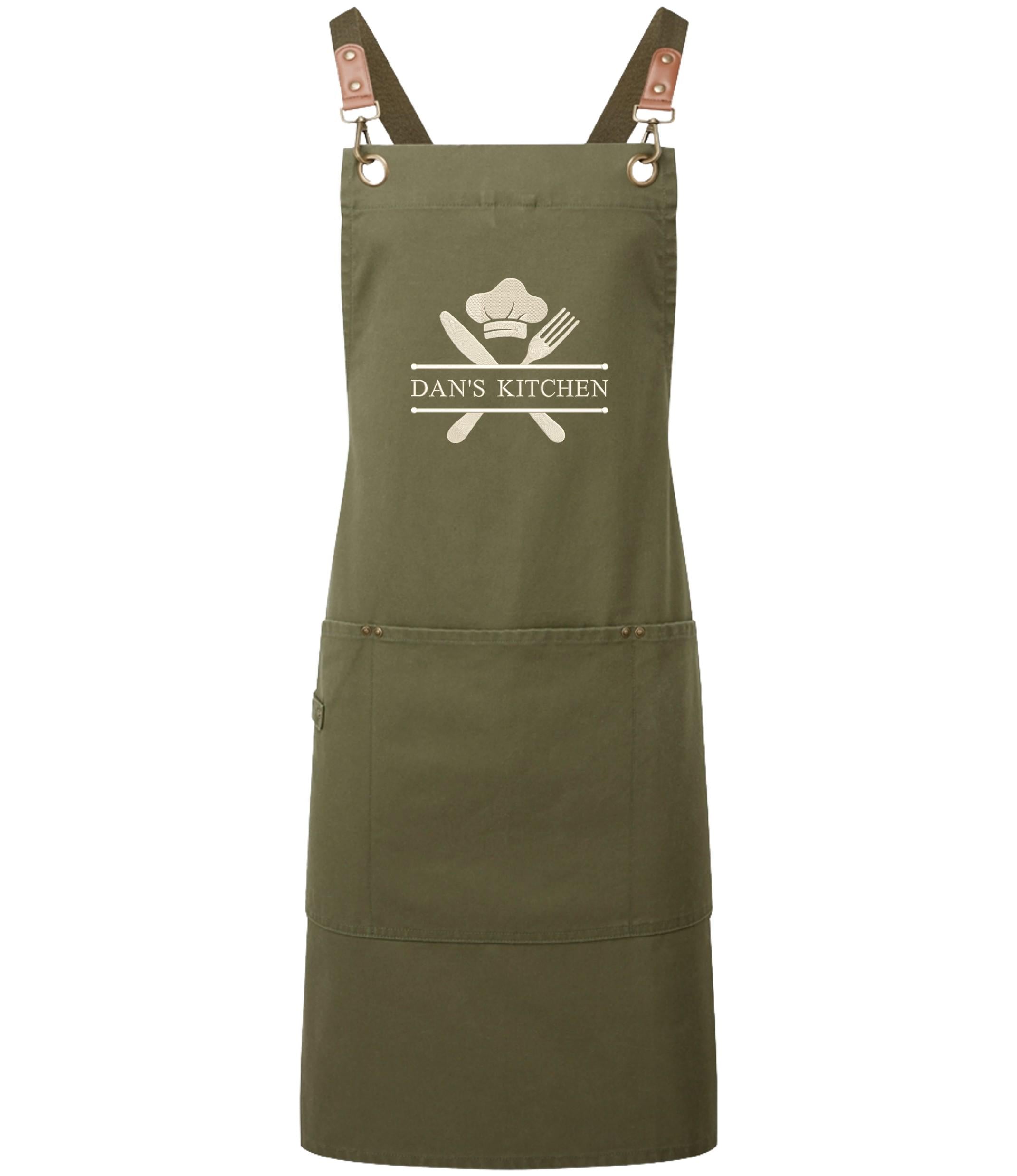 Embroidered Personalised Name Chef Apron Custom Text Kitchen Baking BBQ Gift