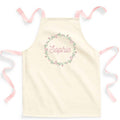 Embroidered Girls Personalised Name Pink Floral Wreath Craft Apron Fairtrade Cotton Kitchen Baking Gift