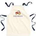 Embroidered Boys Personalised Name Tractor Craft Apron Fairtrade Cotton Kitchen Baking Gift