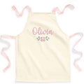 Embroidered Girls Personalised Name Pink Floral Craft Apron Fairtrade Cotton Kitchen Baking Gift