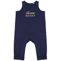 Embroidered Train Personalised Name Baby & Toddler Organic Cotton Dungarees Custom Text Boys Gift